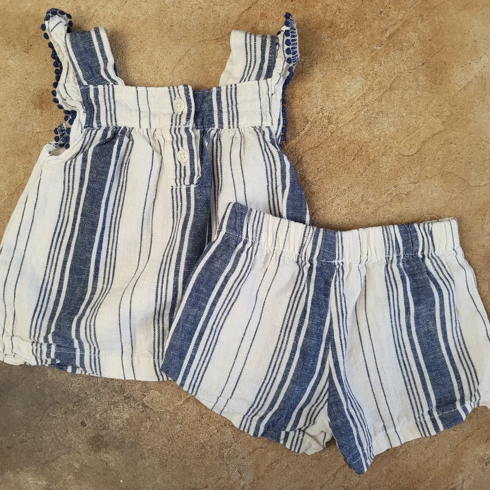 Carter's Blue and White Striped Shorts Set